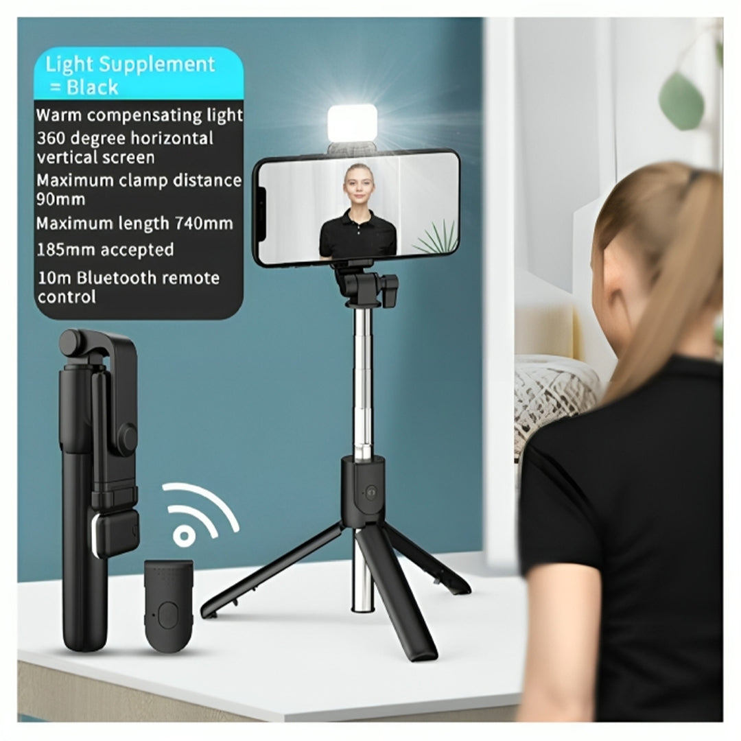 TecMarx R1S Selfie Stick & Tripod | Wireless Remote | Expand Upto 3 Foot | 360 Rotatable Design | With Selfie Flash