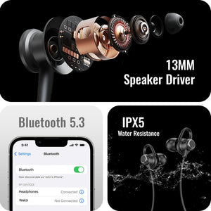 TECMARX Verve Bluetooth Neckband | 40 Hr Play time | 13mm Driver | HD Bass Stereo Sound - TECMARX