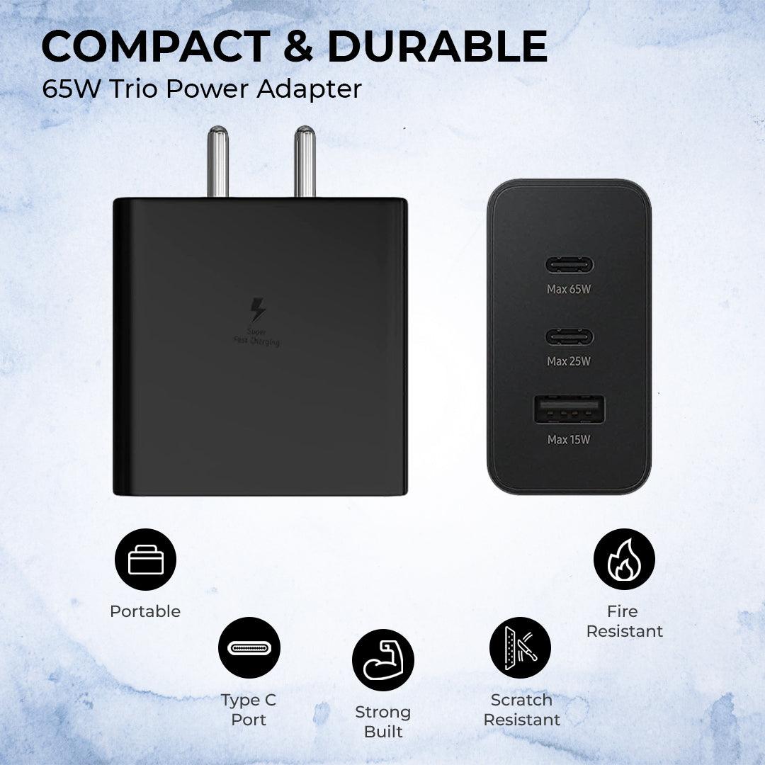 TECMARX PD Charger || 65 Watt Output || With 65W Type C to C Cable | Supports Samsung, OPPO, Vivo, Xioami - TECMARX