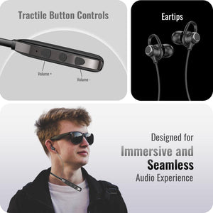 TECMARX Verve Bluetooth Neckband | 40 Hr Play time | 13mm Driver | HD Bass Stereo Sound - TECMARX