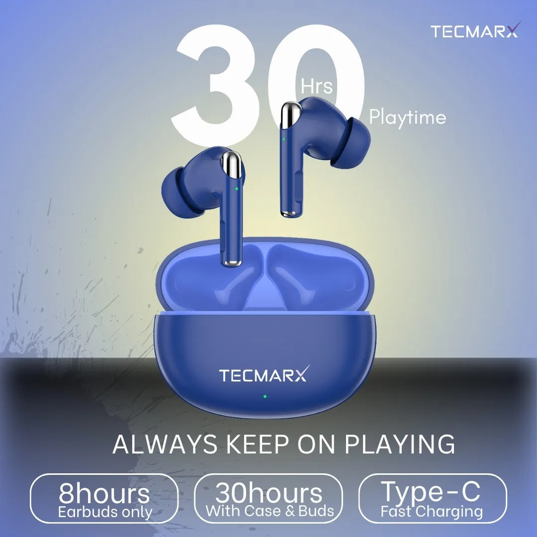 TecMarx Roar Bluetooth Earbuds | 30 Hr Playtime