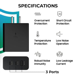 TECMARX PD Charger || 65 Watt Output || With 65W Type C to C Cable | Supports Samsung, OPPO, Vivo, Xioami - TECMARX