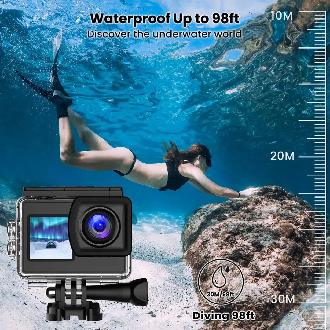 TecMarx Action Camera | 4K Ultra HD | 64GB Micro SD Supported | IP68 Under Water Protection