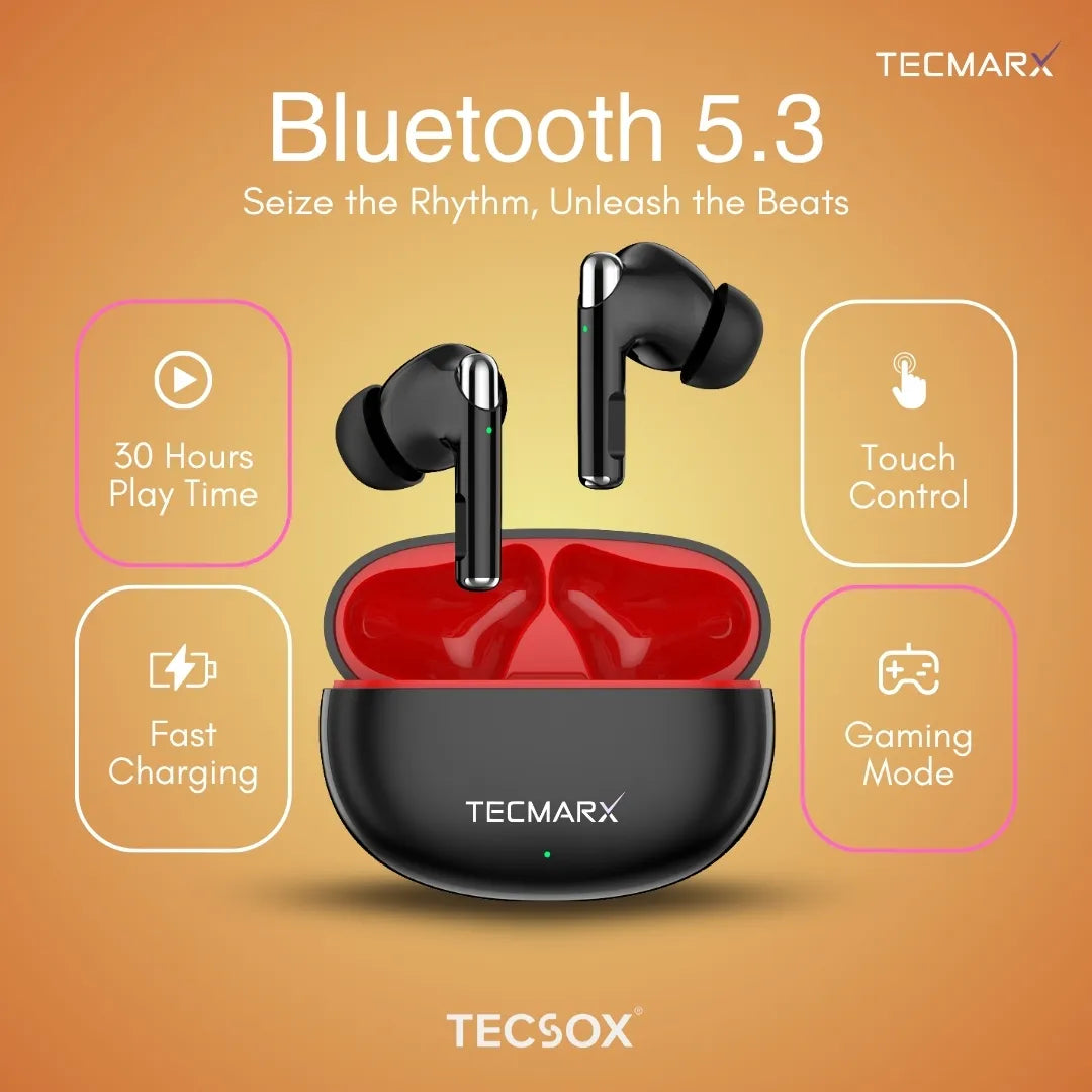 TecMarx Roar Bluetooth Earbuds | 30 Hr Playtime