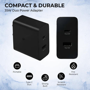 TECMARX PD Charger || 35 Watt Output || With 35W Type C to C Cable | Supports Samsung, OPPO, Vivo, Xioami - TECMARX