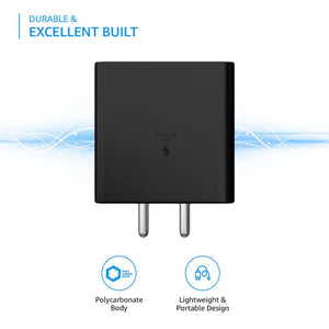 TECMARX PD Charger || 65 Watt Output || With 65W Type C to C Cable | Supports Samsung, OPPO, Vivo, Xioami - TECMARX