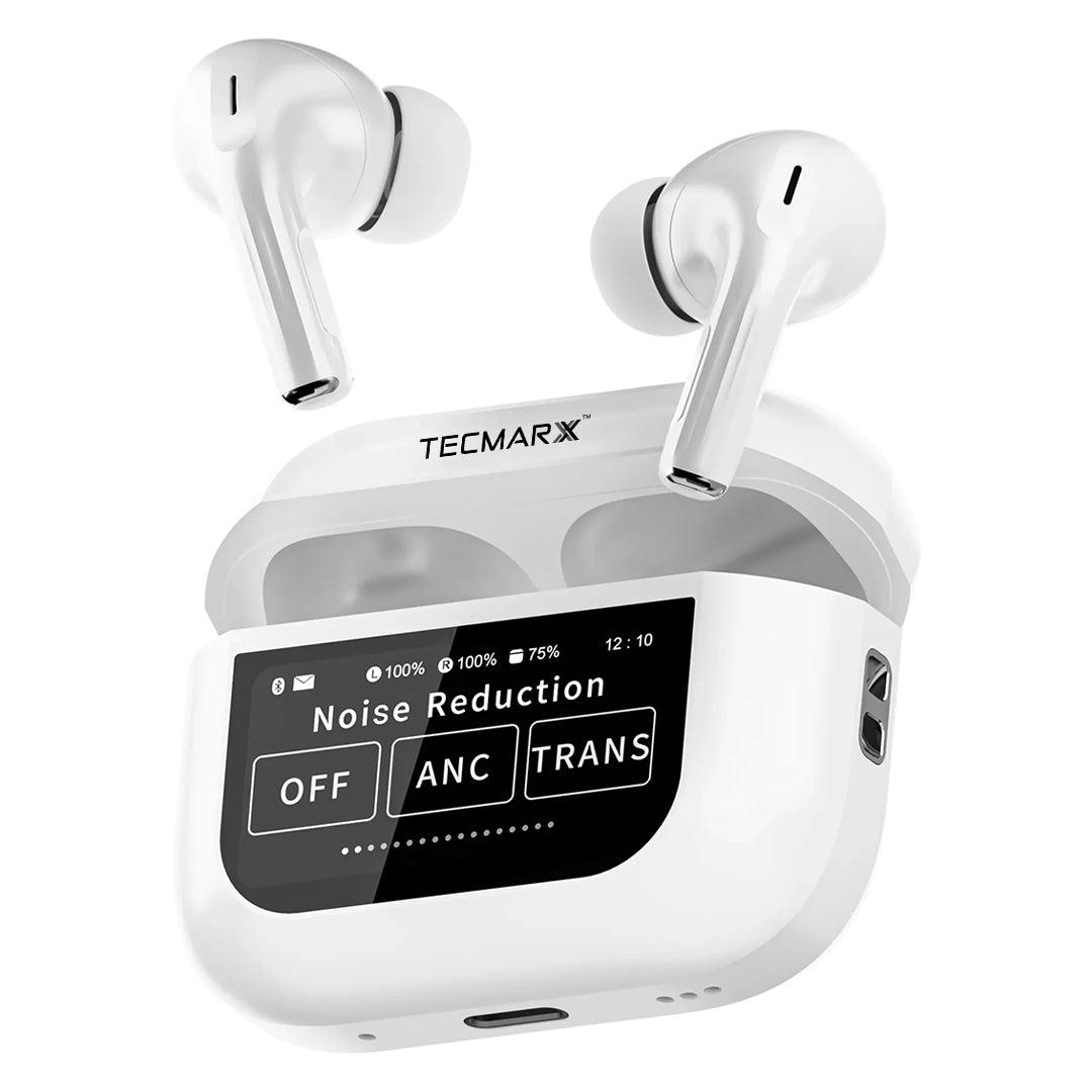 TecMarx Alpha Smart Display TWS Bluetooth Earbuds | 40 Hr | Powerful Bass | IPX Water Resistant | Numeric Indicator