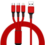 TecMarx Cable 3in1 Braided Accessories | Support All kind of Devices | Made of Study Material | IPX Water Resistant - TECMARX