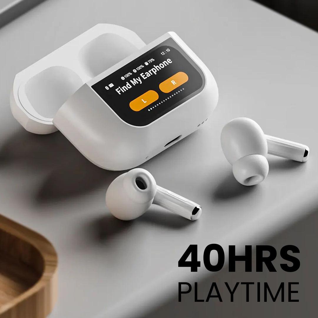 TecMarx Alpha Smart Display TWS Bluetooth Earbuds | 40 Hr | Powerful Bass | IPX Water Resistant | Numeric Indicator - TECMARX