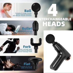 TECMARX Gun Massager | Durable Pain Reliver| 4 Massage Heads | with High Power Low noise - TECMARX