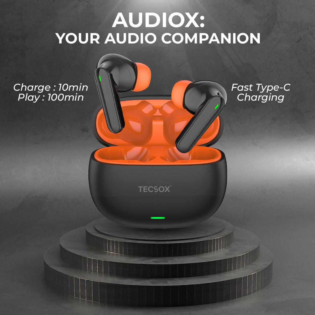 TecSox AudioX Bluetooth Earbuds | 40 Hr | Powerful Bass | Ultra light weight | IPX Water Resistant - TECMARX