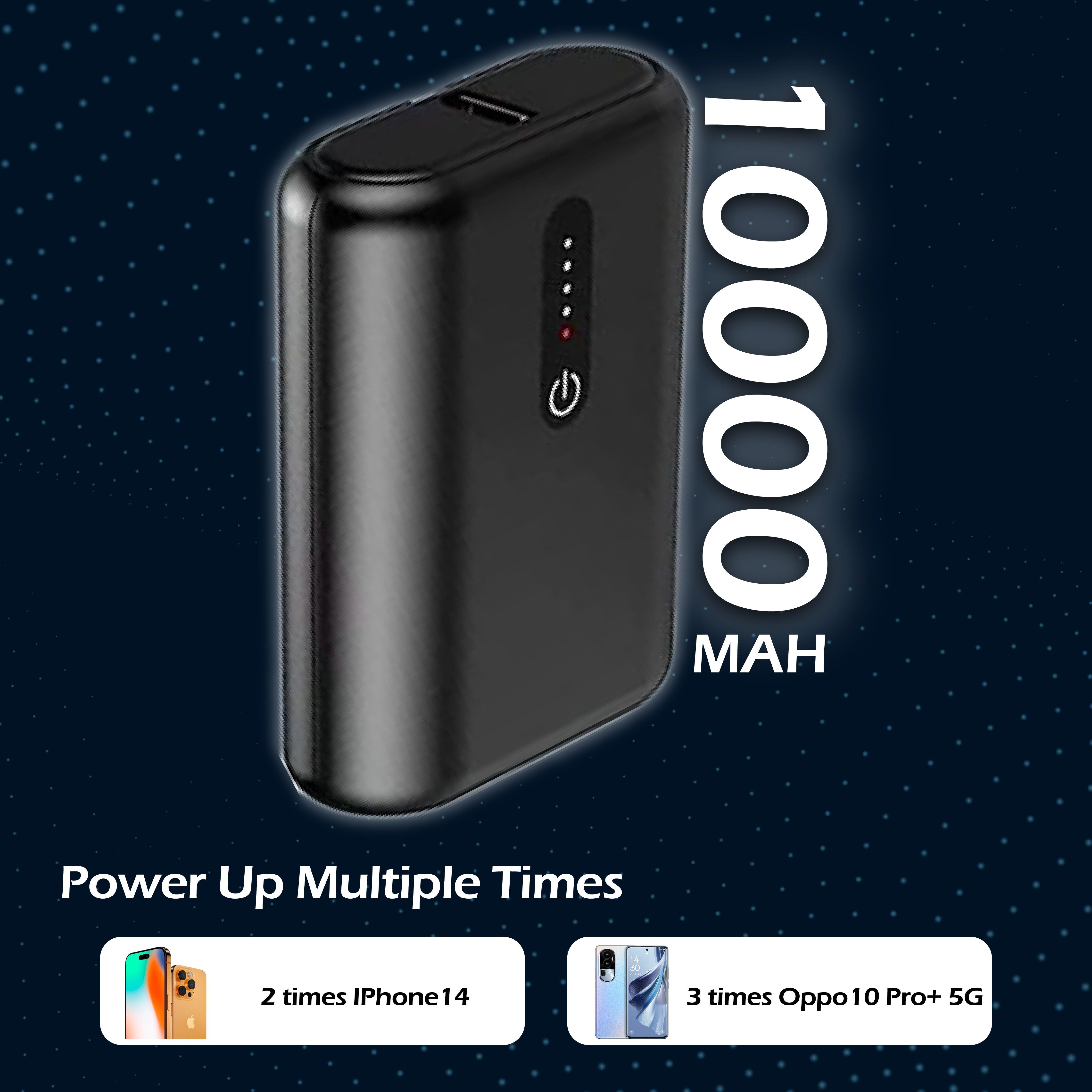 TECMARX 25W PD Powerbank | 10000 mAh Fast Charging | Attached Type C Cable - TECMARX