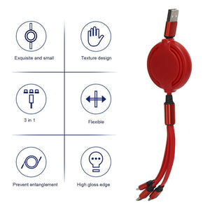 TECMARX 3in1 Retractable Cable || 3A output with Multiple Ports || High Durability - TECMARX