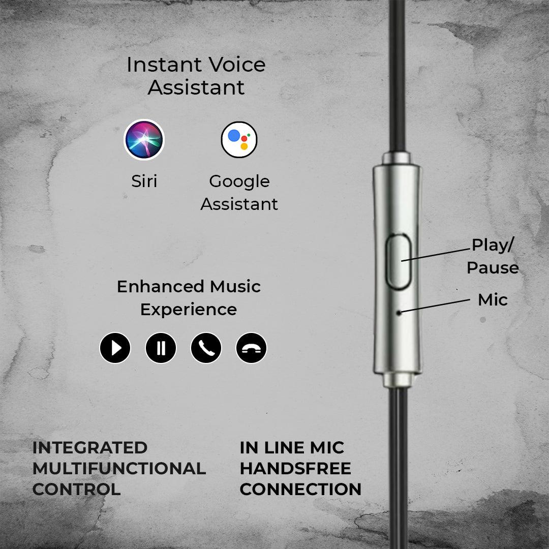 TecMarx Type C Wired Earphone | Voice Assistant | Multifunctional Button Control | Support All Devices - TECMARX