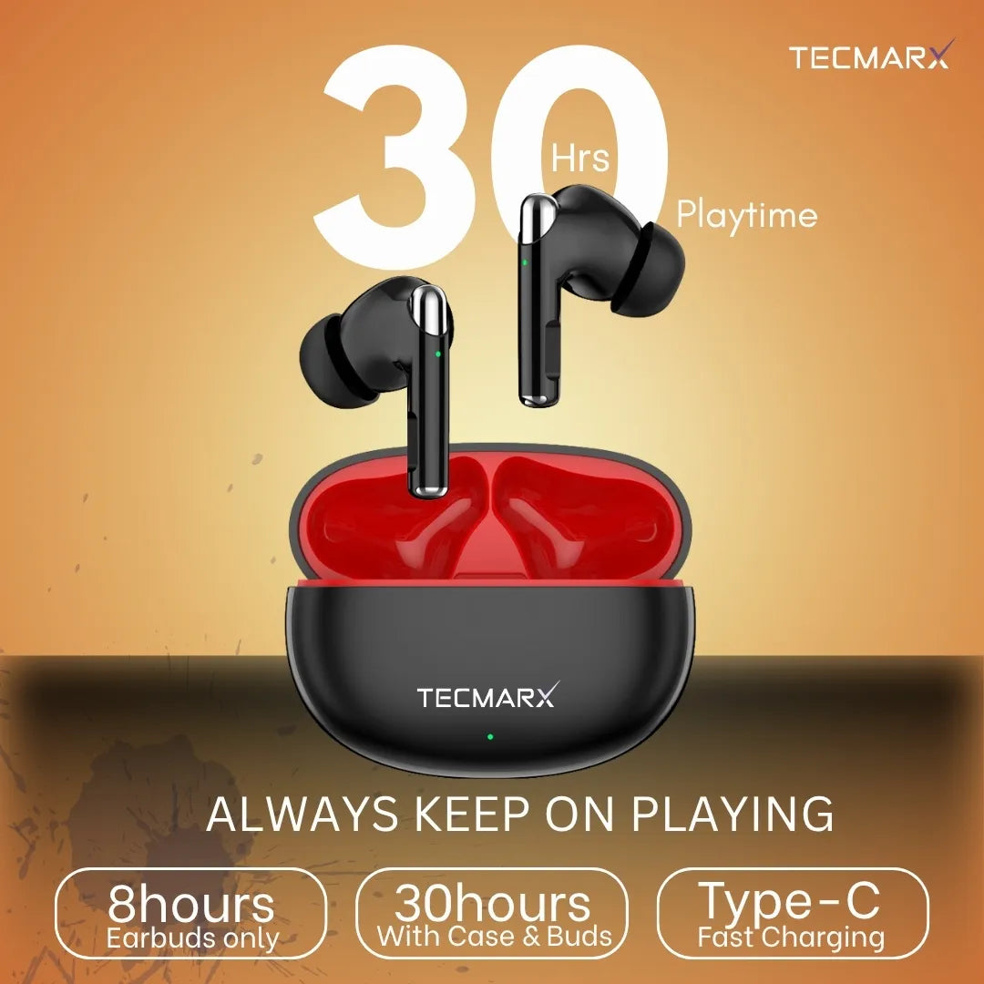TecMarx Roar Bluetooth Earbuds | 30 Hr Playtime