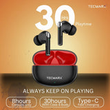 TecMarx Roar Bluetooth Earbuds | 30 Hr Playtime