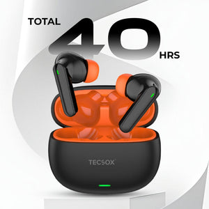 TecSox AudioX Bluetooth Earbuds | 40 Hr | Powerful Bass | Ultra light weight | IPX Water Resistant - TECMARX