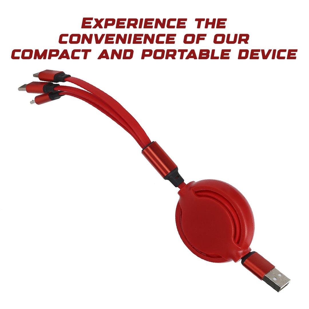 TECMARX 3in1 Retractable Cable || 3A output with Multiple Ports || High Durability - TECMARX