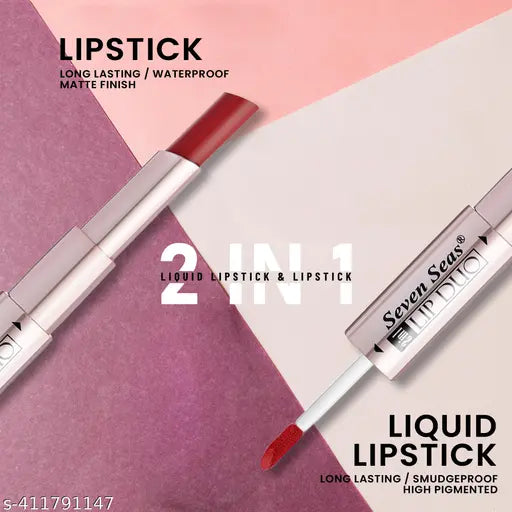 Seven Seas 2 in 1 Lipstick | Full Coverage | Comfortable | 2 in 1 | Lipstick + Liquid Lipstick (Rose)